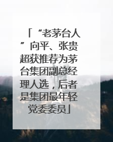 “老茅台人”向平、张贵超获推荐为茅台集团副总经理人选，后者是集团最年轻党委委员