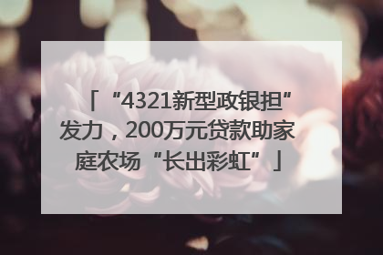 “4321新型政银担”发力，200万元贷款助家庭农场“长出彩虹”