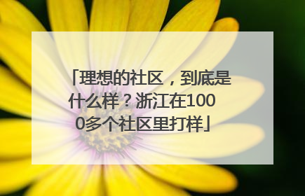 理想的社区，到底是什么样？浙江在1000多个社区里打样
