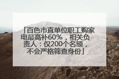 百色市直单位职工购家电最高补60％，相关负责人：仅200个名额，不会严格筛查身份
