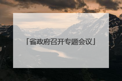 省政府召开专题会议