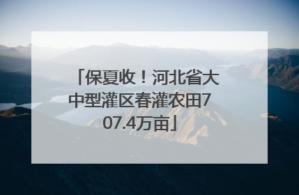 保夏收！河北省大中型灌区春灌农田707.4万亩