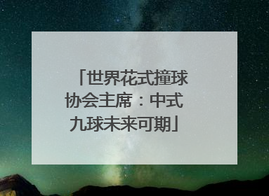 世界花式撞球协会主席：中式九球未来可期