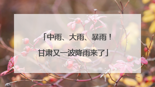 中雨、大雨、暴雨！甘肃又一波降雨来了