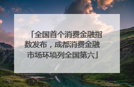 全国首个消费金融指数发布，成都消费金融市场环境列全国第六