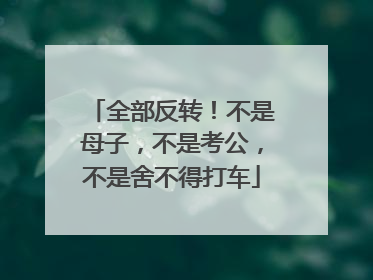 全部反转！不是母子，不是考公，不是舍不得打车