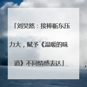 刘昊然：接棒靳东压力大，赋予《温暖的味道》不同情感表达