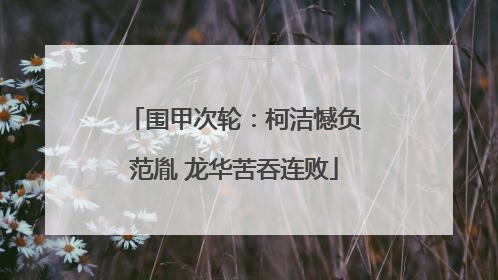 围甲次轮：柯洁憾负范胤 龙华苦吞连败