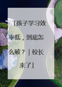 孩子学习效率低，到底怎么破？｜校长来了