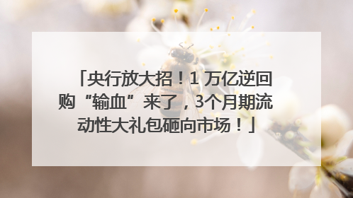 央行放大招！1 万亿逆回购“输血”来了，3个月期流动性大礼包砸向市场！