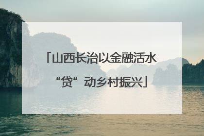 山西长治以金融活水“贷”动乡村振兴