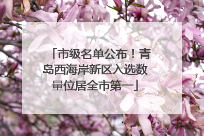 市级名单公布！青岛西海岸新区入选数量位居全市第一