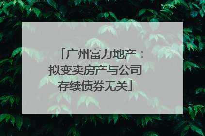 广州富力地产：拟变卖房产与公司存续债券无关
