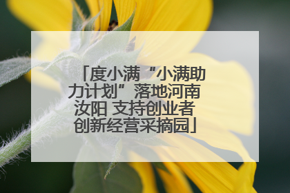 度小满“小满助力计划”落地河南汝阳 支持创业者创新经营采摘园