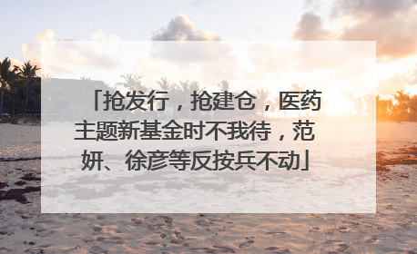 抢发行，抢建仓，医药主题新基金时不我待，范妍、徐彦等反按兵不动