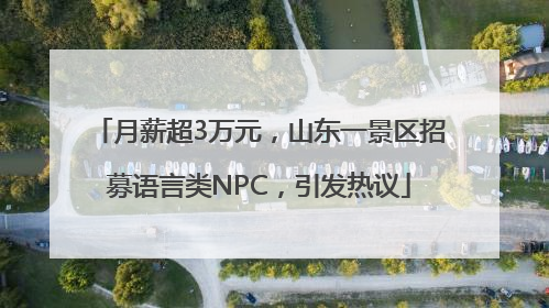 月薪超3万元，山东一景区招募语言类NPC，引发热议
