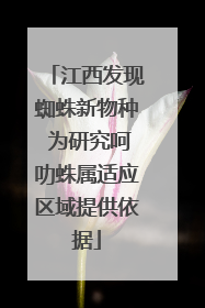江西发现蜘蛛新物种 为研究呵叻蛛属适应区域提供依据