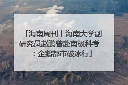海南周刊丨海南大学副研究员赵鹏曾赴南极科考：企鹅都市破冰行