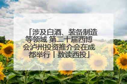 涉及白酒、装备制造等领域 第二十届西博会泸州投资推介会在成都举行丨数读西投