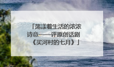 荡漾着生活的浓浓诗意——评原创话剧《买河村的七月》