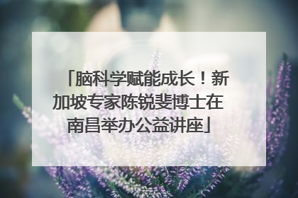 脑科学赋能成长！新加坡专家陈锐斐博士在南昌举办公益讲座