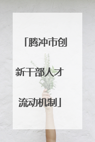 腾冲市创新干部人才流动机制